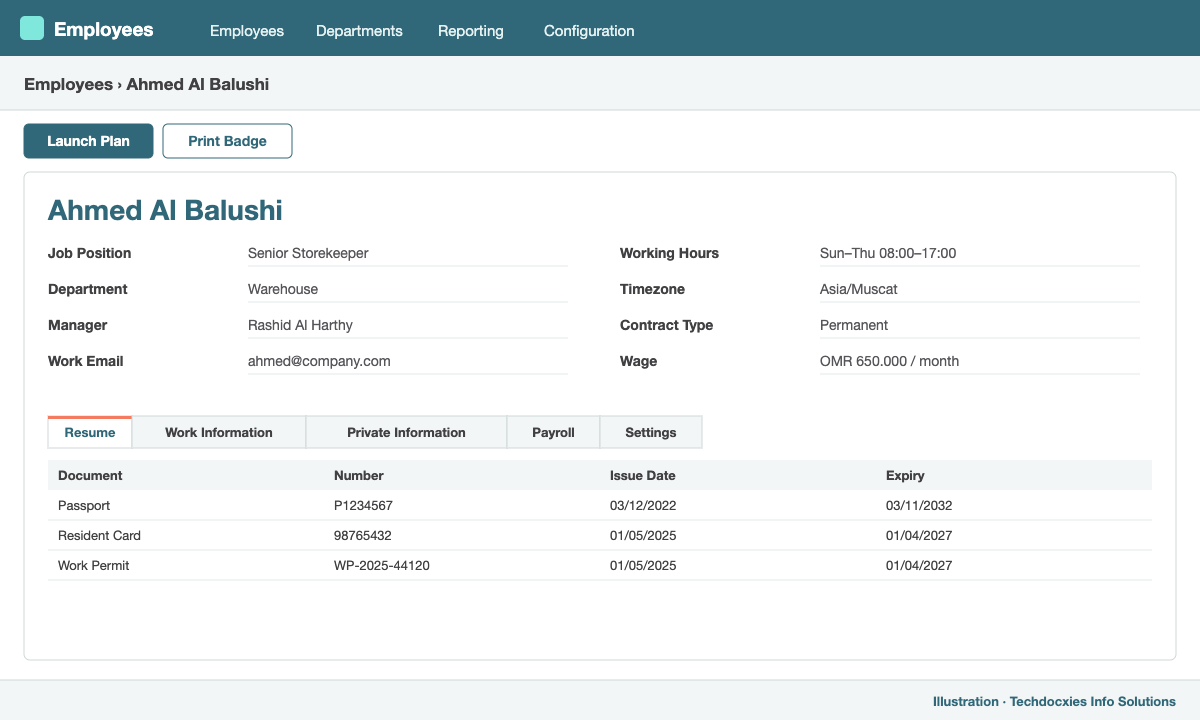 Odoo employee form